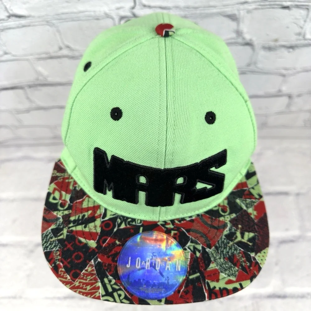 Jordan Jumpman Mars‎ Snapback Hat Youth Adjustable Green Graffiti Brim Cap